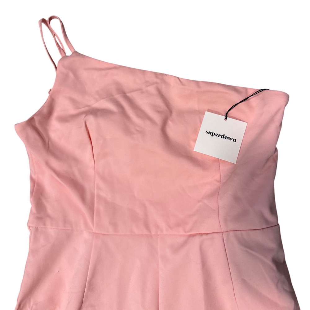 NWT Superdown Ramona Pink One Shoulder Romper Double Strap Mini Jumpsuit L - Picture 3 of 5